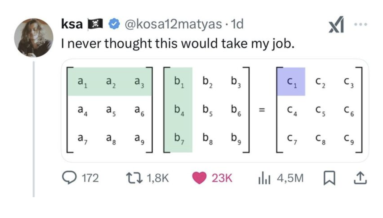 Matrix multiplication social media post
